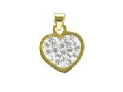 Flat Crystal Heart Putty Pendant 925 Sterling Silver Gold Plated