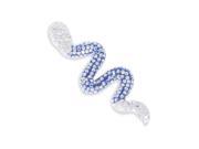 Snake Blue Sparkling Crystal Charm Pendant With Chain Sterling Silver