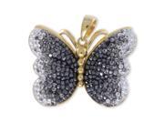 Butterfly Ombre Black Grey White Sterling Silver Gold Plated Pendant