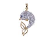 Sterling Silver Gold Plated Jumping Dolphin Clear Charm Pendant