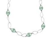 Aquamarine Murano Glass Necklace Sterling Silver 24