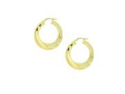 Sterling Silver Yellow Gold Plated Fluted Round Hoop Earrings