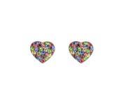 Heart Multi Color Stud Earrings Sterling Silver