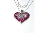Heart Pink Ombre Crystal Charm Pendant With Chain Ltd Quantity Sterling Silver