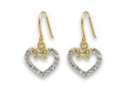 Open Heart Crystal Bow Dangle Drop Earrings Silver Tone Plated Gold