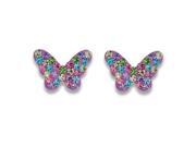 Butterfly Sterling Silver Multi Color Pink Crystal Stud Earrings Limited Qty
