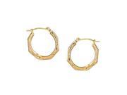 Octagon Diamond Cut Hoop Earrings 14Kt Gold