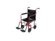 Drive Medical Flyweight Lightweight Transport Wheelchair with Removable Wheels rtlfw19rw rd