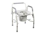 Steel Drop Arm Bedside Commode With Padded Seat Arms