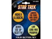 Star Trek Phrases 4 Piece Button Set