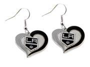 NHL LA Los Angeles Kings Swirl Heart Earring Dangle Logo Charm Gift Set
