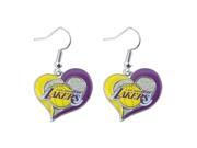 NBA LA Los Angeles Lakers 3 4 Swirl Heart Shape Dangle Logo Earring Set Charm Gift