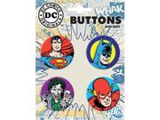 Superman Batman Joker Flash 4 Piece Button Set