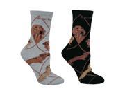 Bundle 2 Items Red Dachshund on Black and on Gray Cotton Ladies Socks