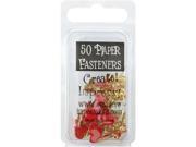 Painted Metal Paper Fasteners 50 Pkg Red White Pink Hearts