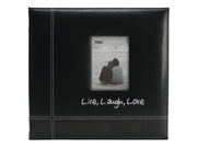 Embroidered Stitched Leatherette Postbound Album 12 X12 Black Live Laugh Love