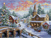 Gold Collection Holiday Village Counted Cross Stitch Kit 16 X12 Dove Grey