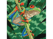Red Eyed Leaf Frog Mini Needlepoint Kit 5 X5 Stitched In Thread