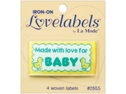 Iron On Lovelabels 4 Pkg Made With Love For Baby