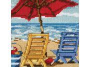 Beach Chair Duo Mini Needlepoint Kit 5 X5 Stitched In Thread