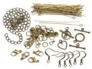 Jewelry Basics Metal Findings 145 Pkg Antique Gold Starter Pack