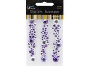 Crystal Stickers Clusters 3 Pkg Round Lavender Purple Clear