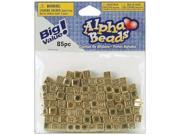 Alphabet Beads 6mm 85 Pkg Gold Plated