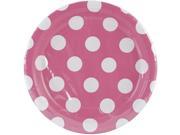Round Plates 6.75 8 Pkg Hot Pink Decorative Dots
