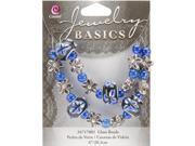 Jewelry Basics Glass Bead Strands Blue Fancy Round Mix 8