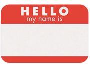 Self Adhesive Name Tags 2.25 X3.25 100 Pkg Hello Red