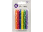 Birthday Candles 3 12 Pkg Multicolor W White Dots