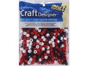 Pony Beads 6mmX9mm 720 Pkg Opaque Usa Red White Blue