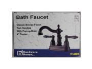 Bronze Finish Two Handle Bath Faucet w Drain Hardware House Bronze 12 4409