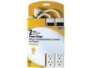Strp Out Pwr 125V 15A 6Out Wht Power Zone Surge Protectors OR7000X2 White