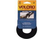 VELCRO R brand Reusable Ties 8 X1 2 25 Pkg Black