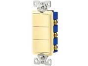Cooper Wiring 7729V SP Decorative Ivory Triple Switch