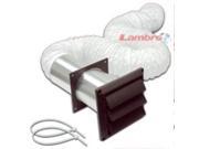 Lambro Industries 266B 4X8 Brown Louver Vent Kit Vinyl Duct W Louvered Vent Hood