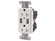 USB Charger Receptacle White HUBBELL ELECTRICAL PRODUCTS USB20X2W