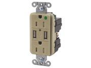 USB Charger Receptacle Ivory HUBBELL ELECTRICAL PRODUCTS USB8200I