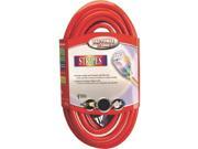 Coleman Cable 25498841 Red White Stripes Lighted End Outdoor Cord Outdoor Nema