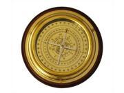 6 Solid Brass Navigational Desktop Compass with Wood Base
