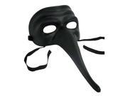 Long Nosed Venetian Zanni Masquerade Mask with Dark Black Finish