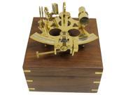 6 Brass Astrolabe Sextant with Decorative Wooden Box Nautical