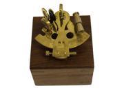 3 Brass Nautical Astrolabe Sextant with Maritime Wooden Box