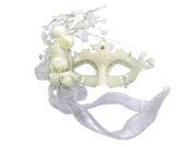 White Venetian Masquerade Ball Mask with Sparkled Designs and Roses