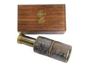 5 Hand Held Brass Telescope with Wooden Box 3x Magnification Nautical Ship