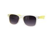 Vintage Retro Clear Frame Wayfarer Sunglasses 2 Tone Nerd Dark Lens Yellow