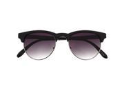 Vintage Clubmaster Inspired Sunglasses Half Frame Round Bottom Black