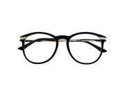 Designer Retro Clear Lens Fashion Round Sunglasses Metal Temple Sunnies Black