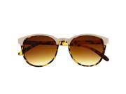 Designer Inspired Fashion Round Metal Half Frame Sunglasses Sunnies Tortoise